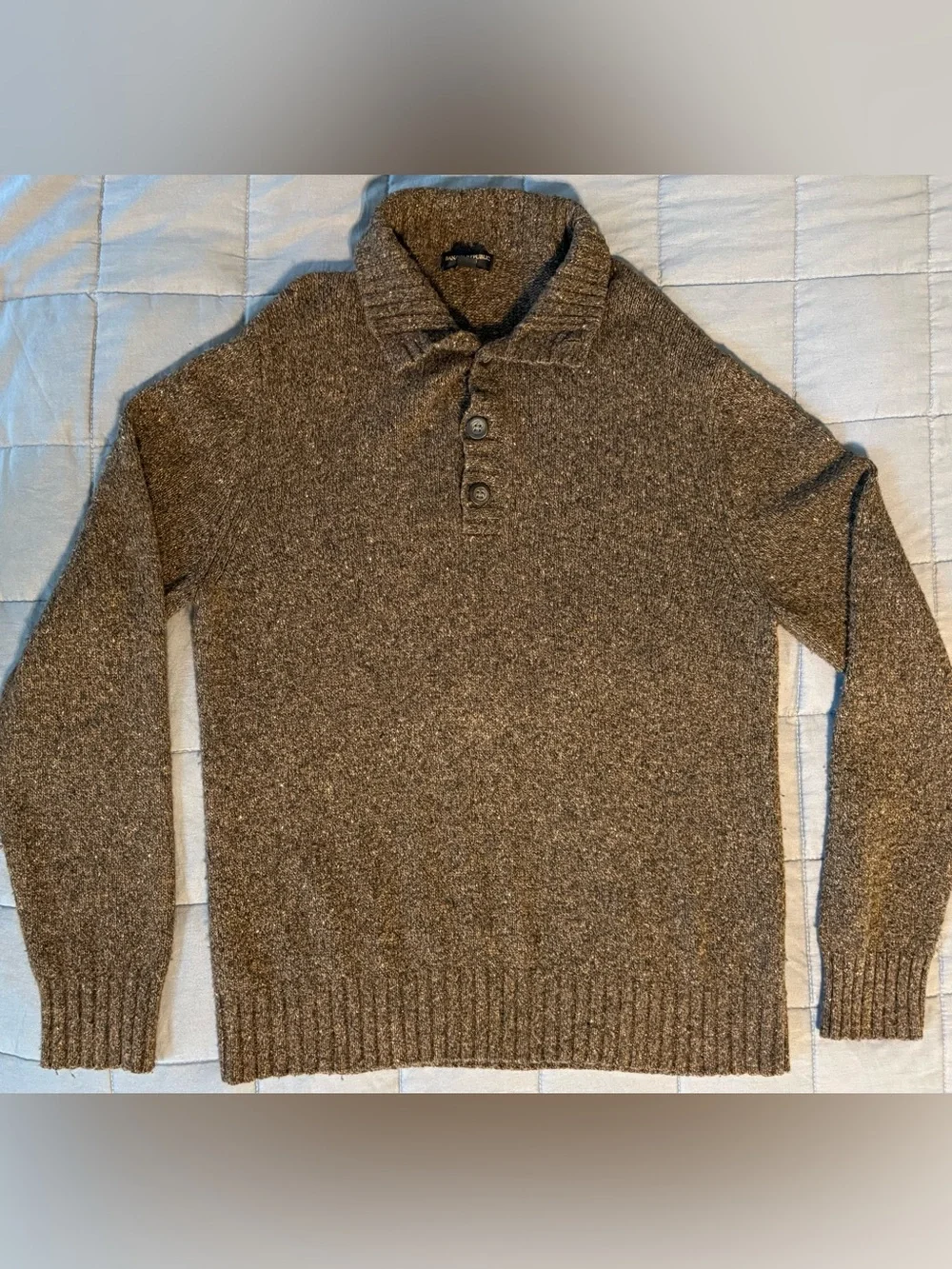 Banana Republic Angora Wool Blend Brown 3 Button Collar Sweater Men’s L